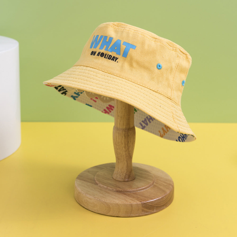 Comercio al por mayor Carta de algodón Flat Top Kids Bucket Hat